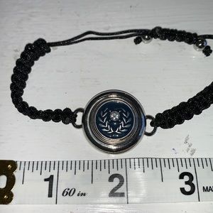 COPY - Adjustable braided black cord bracelet with one interchangeable snaps.  …